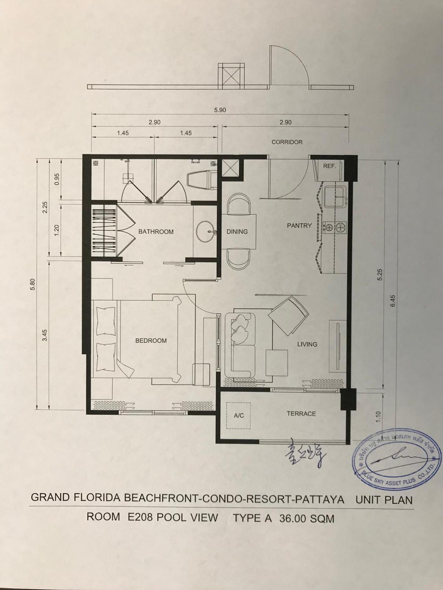 Grand Florida芭提雅带免费游泳池温泉和健身房和办公区水上花园公寓e208 Praia de Jomtien Exterior foto